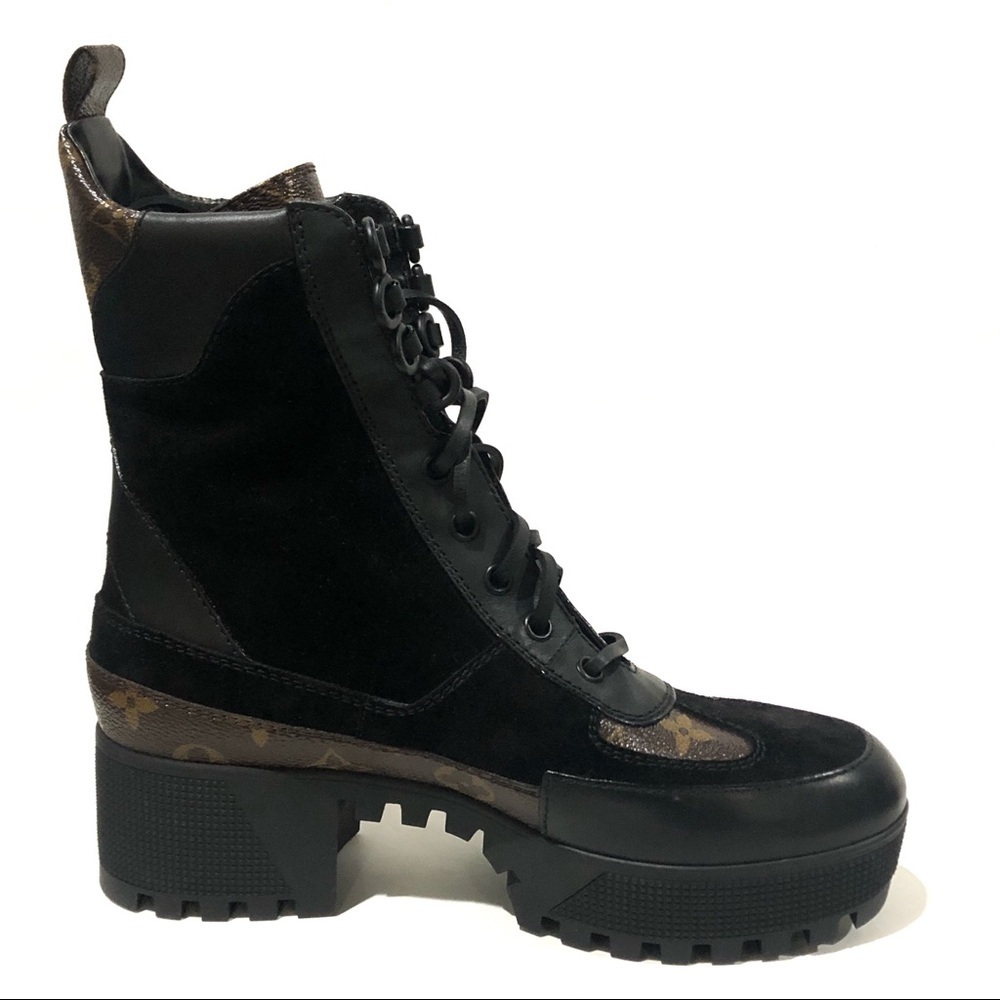 Authentic Louis Vuitton Laureate Leather Moto Combat Military Boots Booties 38 - Picture 6 of 15